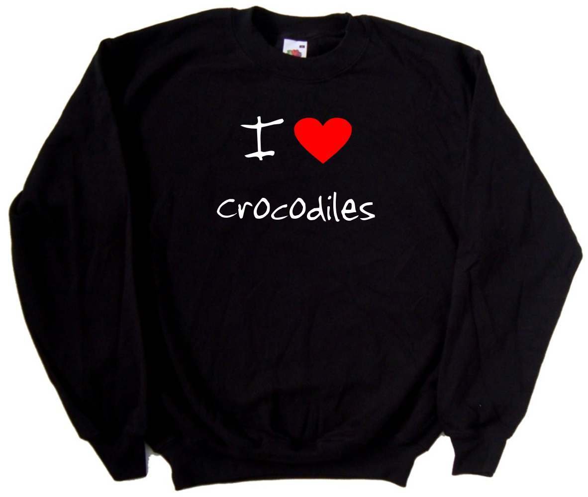 I Love Heart Crocodiles Black Sweatshirt