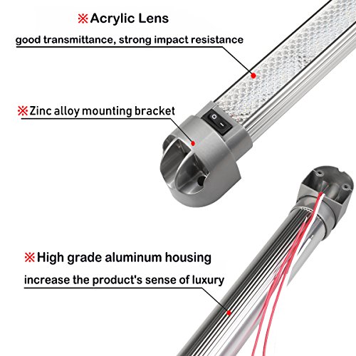 Lightronic RV LED Area Scene Light Fixture 12.8″, 6000K-Cool White Super Bright, High Light-Output Low Current Draw, Integrated On/Off Rocker Switch, Heavy-Duty Aluninum Housing, 12V/24V DC, 1-Pack