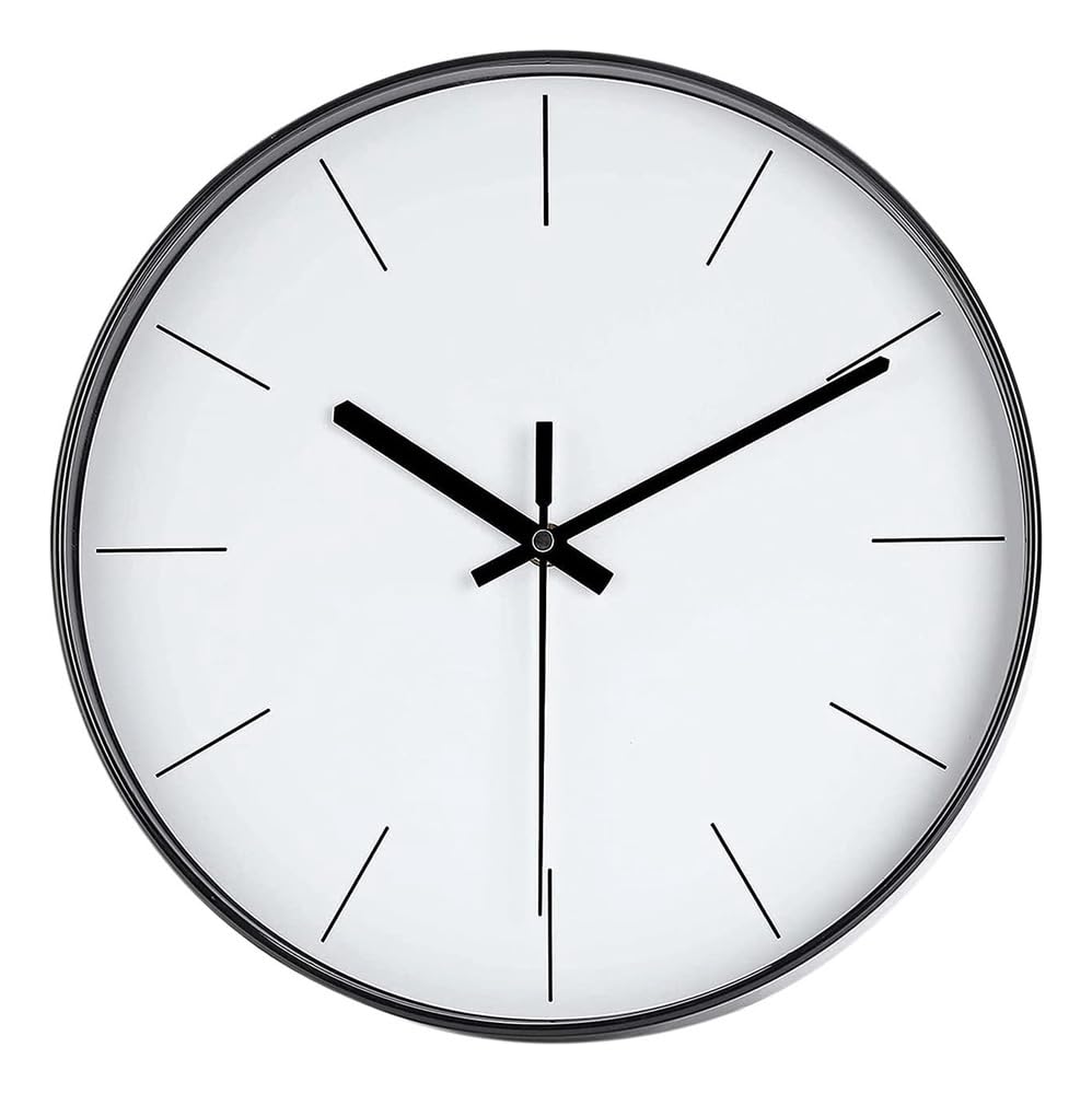 Relógio de Parede 30cm Minimalista Silencioso Quartz com Ponteiro Contínuo Sem Ruído