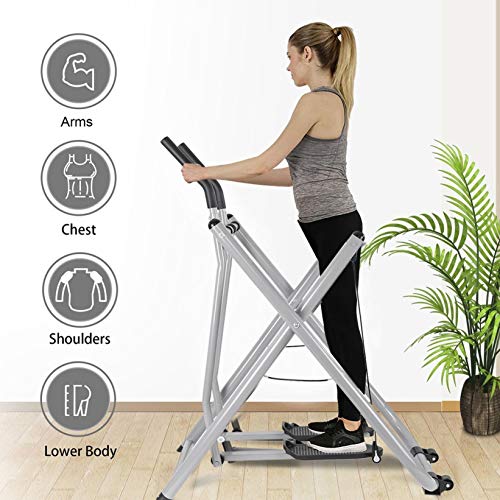 Pomobie Glider Elliptical Exercise Machine - Fitness Equipment Home Gym - Cardio Dual Trainer Upright Exercise Bike - Workout Air Walkers New, Max Capacity Weight 264Lbs (US Stock)