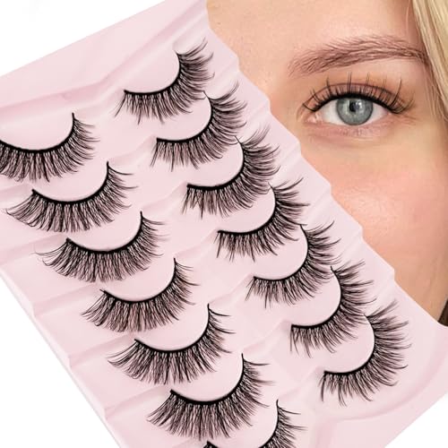 Natural Look Lashes Yasnai Wispy Cat Eye Lashes False Eyelashes Lashes Fake Lashes Eyelashes 7 Pairs Pack