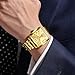 OLEVS Gold Watches for Men Business Men's Square Watch Luxury Stainless Steel Easy Reader Large Rectangular Face Wrist Watches for Man Date Waterproof Analog Quartz Dress Golden Relojes para Hombres