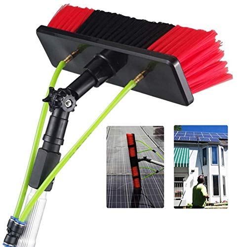 Kit de nettoyage de vitres télescopique avec brosse rotative et alimentation en eau pour maison