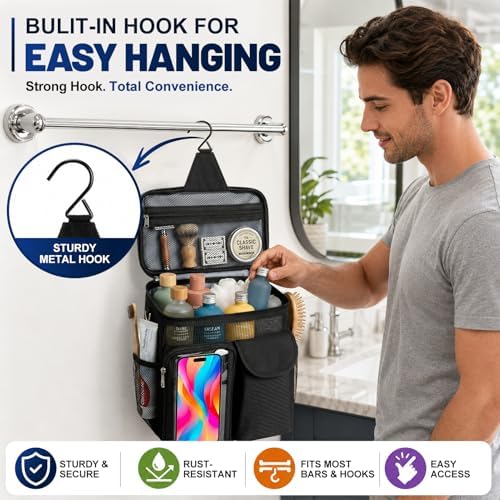 Dorm Room Essentials for Guys Girls, Quick Dry Mesh Shower Caddy Portable - 1
