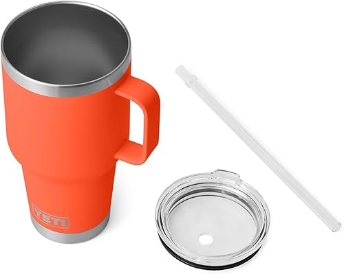 Miniatura 241 de YETI Rambler - Vaso de viaje con asa y tapa con popote, 35 onzas, vaso de agua de viaje, con asa, acero inoxidable, color blanco