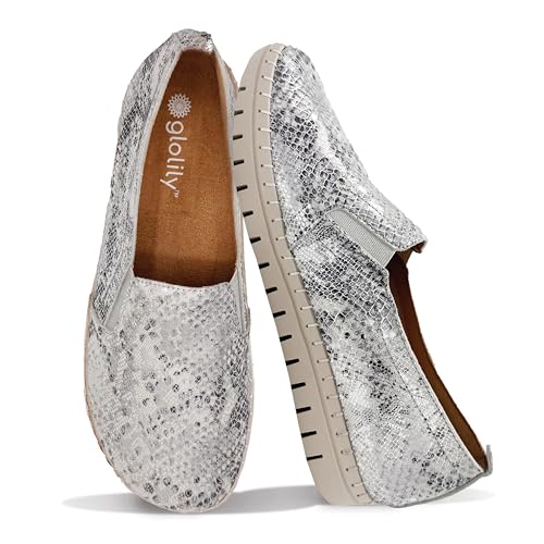 Glolily Elle Slip-On Women's Comfort Sneakers - Orthotic Lightweight & Flexible Walking Shoes with Arch Support, Comfortable Casual Fashion Shoes for Women