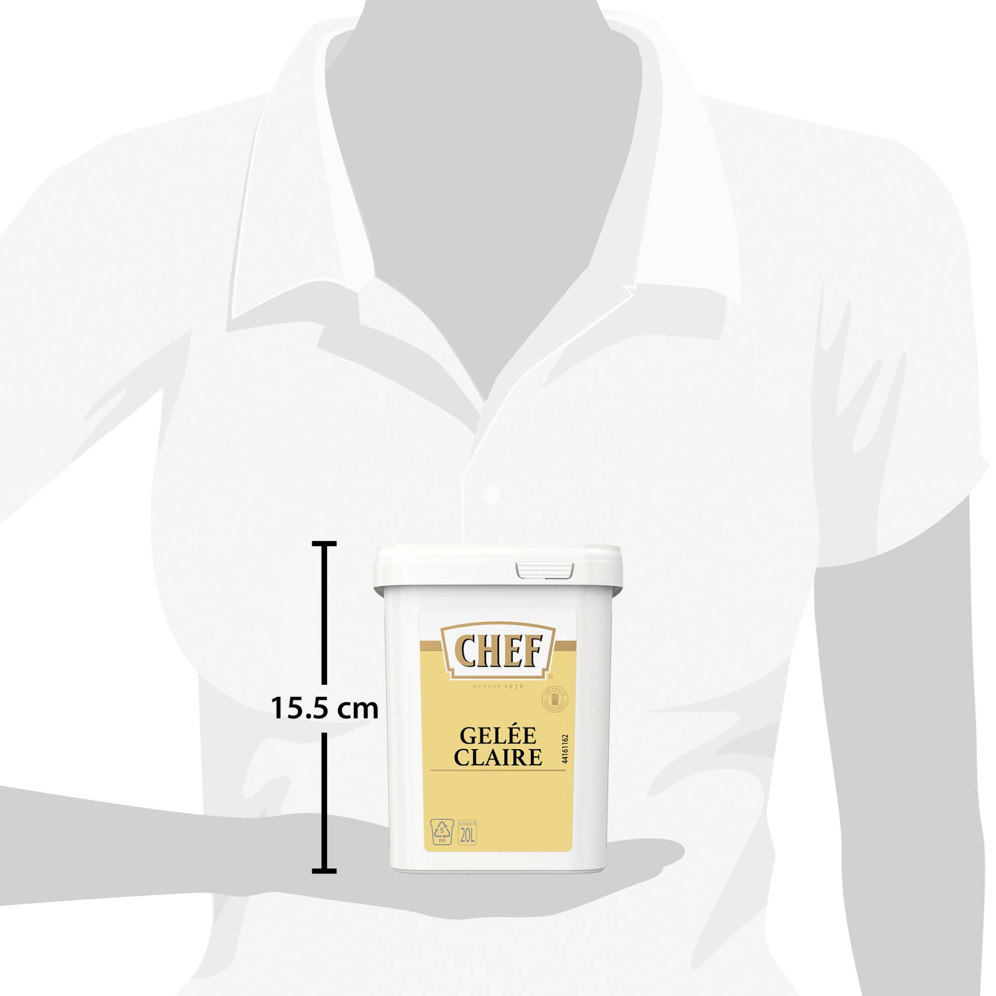 CHEF Gelée Claire Déshydratée - Pour Gelée, Nappage, Décor - A Base de Gélatine de Bœuf 46% - Gain de Temps en Cuisine - Aide Culinaire, Fonds, Fumet, Sauce - Boîte de 1kg pour 20L