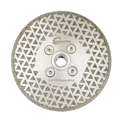Diamond Cutting Grinding Disc 115mm - Double Side Coated Electroplated for Granite Marble Ceramic Procelain Tile Quartz M14 Thread SANLEETEK