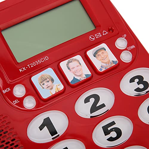 Teléfono fijo con cable rojo con memoria y altavoz miniatura 5