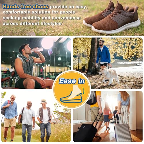 Hands Free Slip On Shoes for Men Walking Casual Sneaker Arch Support Memory Foam Mesh Light Cushioning Fashion Breathable Stylish Black White Tan Grey3