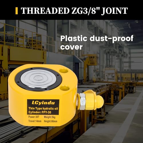 Image of 30T Low Profile Stroke Hydraulic Ram Cylinder Jack 0.55 inch Stroke FPY-30 Single-Action Lifting Cylinder Jack Mini Protable Porta Power Ram for Machinery and Industry