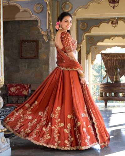 GharStudy orange silk lehenga choli – image 2
