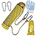 JOKILY Outdoor-Kletterseil, 2 karabiner, Hochfestes Seil mit 8mm Durchmesser Sicherheitsseil Geflecht Nylon Seil, Länge 10m für Outdoor Wandern Zubehör Sport Camping (10m, Gelb, 8mm)