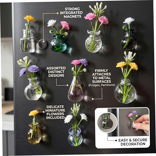 Imanes de decoración de nevera estilo mini jarrones magnéticos de vidrio 3
