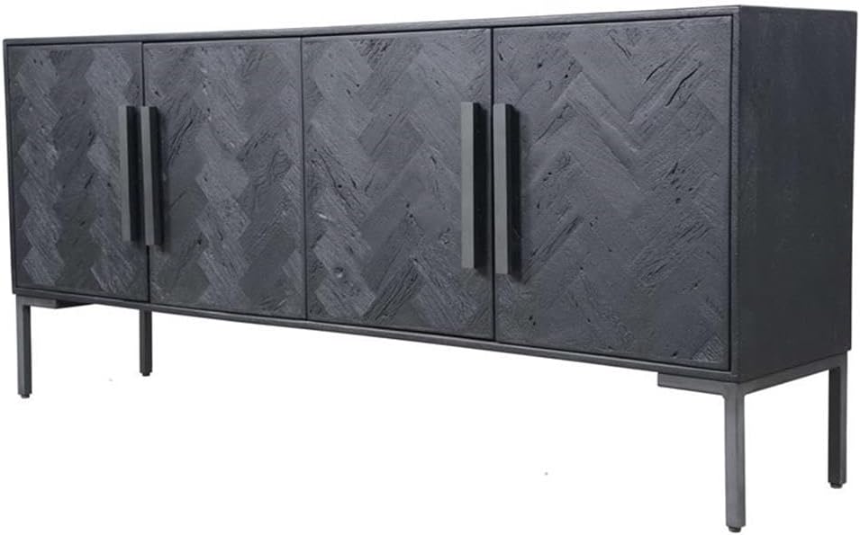 Moe's Home Fishbone Wood and MDF Sideboard with Black Finish QM-1003-02