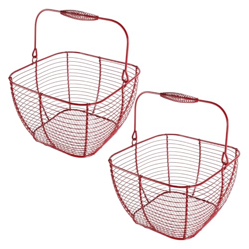 Cesta de hierro rústica redonda para almacenar huevos y snacks con diseño ventilado 2