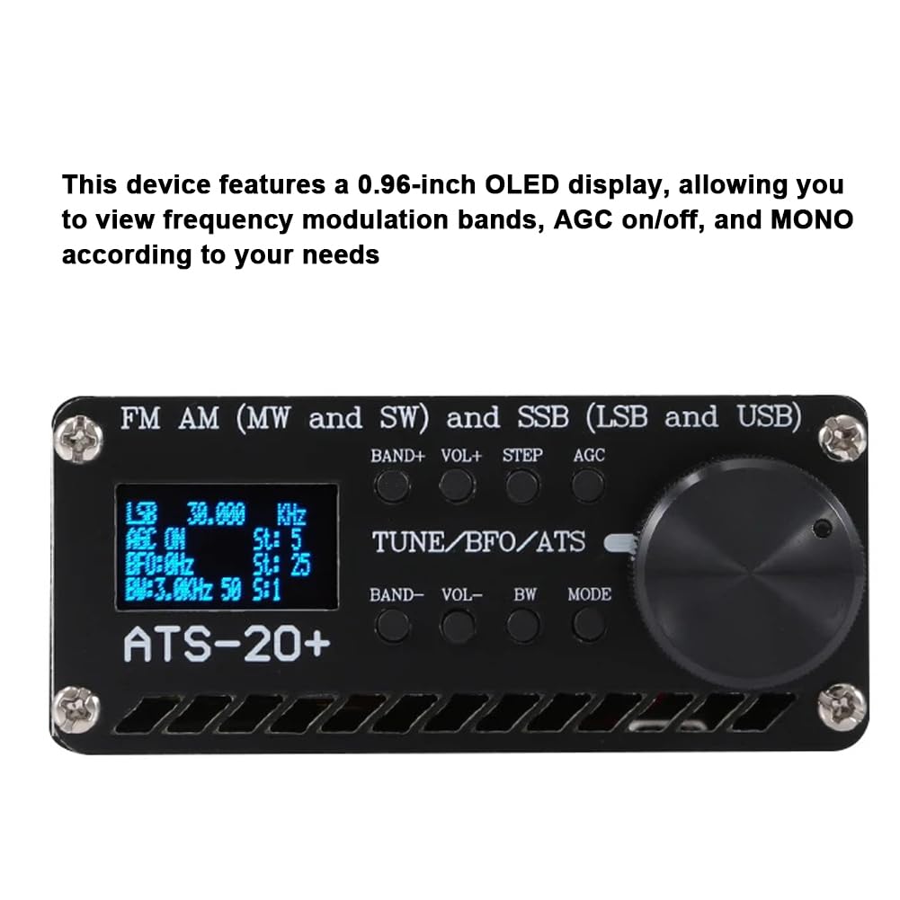 Eacam Ricevitore Radio Display OLED 0,96 Pollici 22 Radiobandi Amatoriali Commerciali Ricarica USB