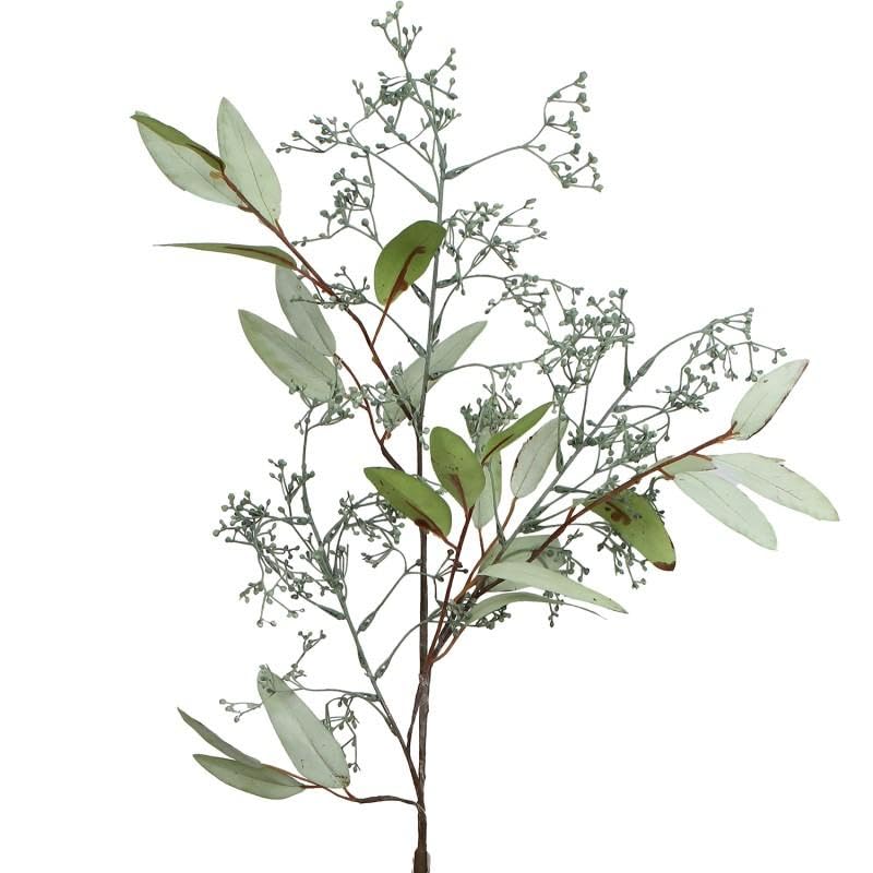 Branches artificielles de 93 cm avec feuilles en polyuréthane vert pâle DRW pour grand vase