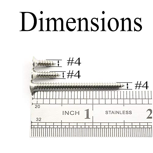 100pcs 304 Stainless Steel Flat Head Phillips Wood Screw #4 x 1-1/2" Half Countersunk Head Self Tapping Screw miniatura 4