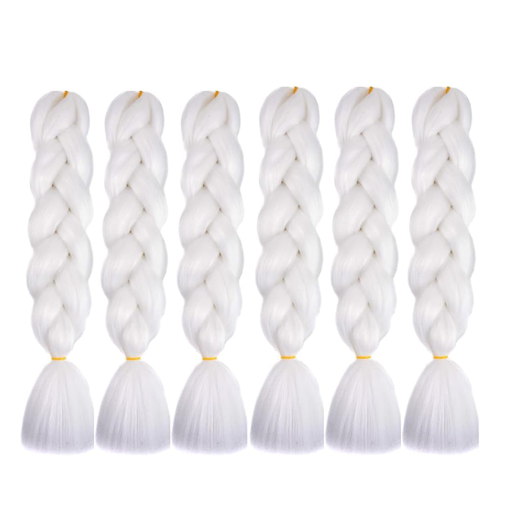 braids extensions hair white ombre braiding hair 24" Synthetic Jumbo Box Braid Hair for braiding 6pcs (#60 white) - Image 4