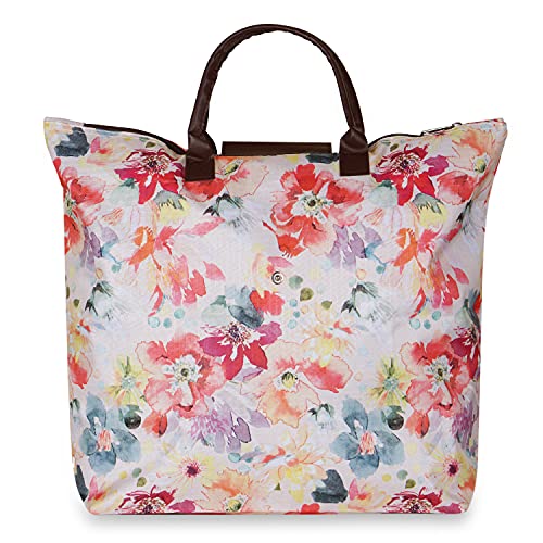 Image of NFI essentials Handy Fold Up Shopping Bag Pack of 3 Foldable Shopping Handbag Travel Bag Women Shoulder Waterproof Carry Bag, Zip Top Folding Tote