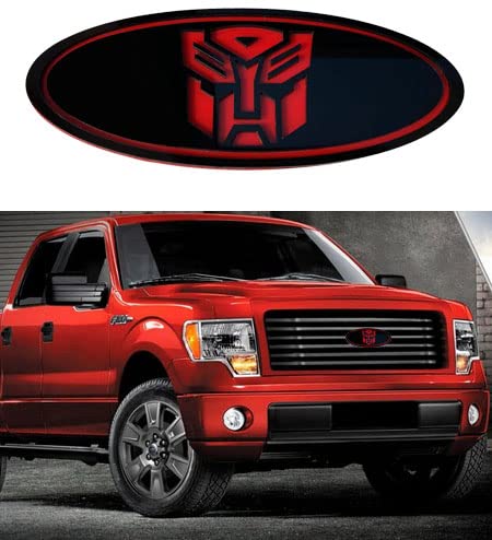 9 Inch Front Grill Rear Tailgate Auto Emblem Badge NamePlate Robot for Ford F150, 11-14 Edge, 11-16 Explorer, 06-11 Ranger, 07-14 Expedition,Black F-9TR-BR Red, Black/Red
