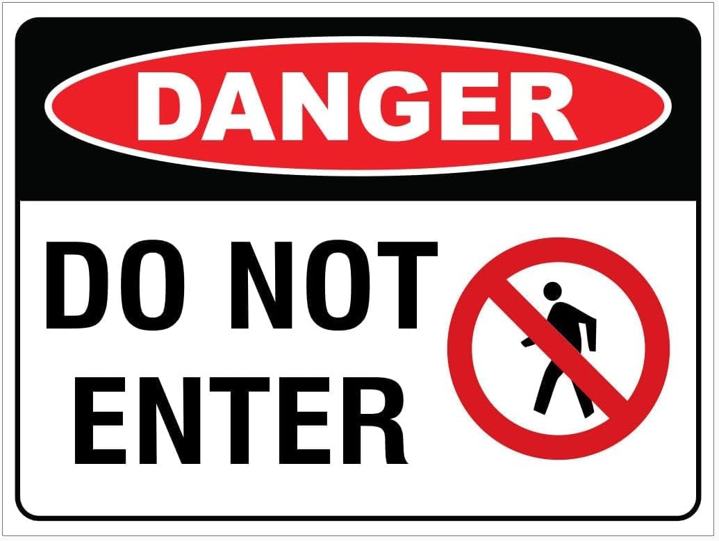 Danger DO NOT Enter Rust Free Aluminum Tin Sign - Workplace Decor with Pre-Drilled Holes for Industrial/Commercial Site - 12x8 Inch​