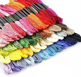 Embroidery Threads 50 Skeins Per Pack, Namvo Embroidery Floss,Cross Stitch Threads, Friendship Bracelets Floss, Crafts Floss Rainbow Color with Free Embroidery Needles, Floss Bobbins