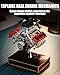 MOCBURIKU V8 Engine Building Set, Build Your Own Mini V8 Model Engine Kit That Run with Battery and Motor, 8-Cylinder Car Model Engine Building Toys for Adults Kids Age 14+ (1079PCS)