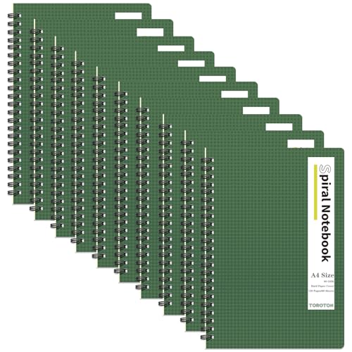 TOROTON 10 Pack Spiral Notebook, A4 Wirebound Notebooks 60 Sheet/120Pages for Writing, Thick Cover,80/GSM for Work Office School