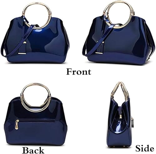 Miniatura 4 de Rullar Bolso elegante de las mujeres y bolso de la manija superior del bolso de la manija de la bolsa de cuero de patente de la totalizador del