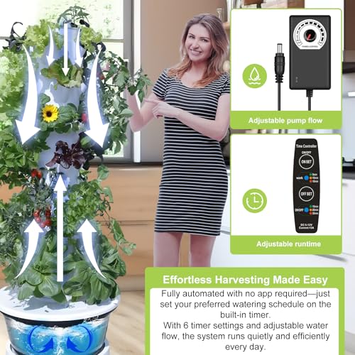 Vertical Hydroponic Growing System Kit, Indoor & Outdoor Hydroponic Tower, Herb Growing Garden with 36 Planting Sites, Automatic Timer Smart Hydroponic Gardening System by Netouit - Image 5