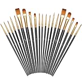OSDUE Pennelli per Dipingere,Set di 20 diverse misure pennelli in nylon,Pennello Fine Pittura Penne a Punta Liscia,per pittura acrilica, olio, acquerello, guazzo, viso,per artisti, Nero