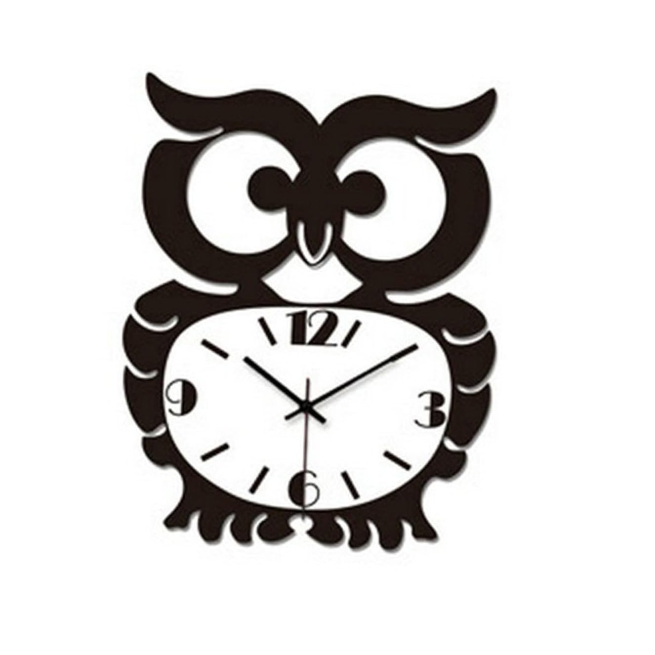Horloge murale hibou acrylique noir aiguilles silencieuses chambre enfant