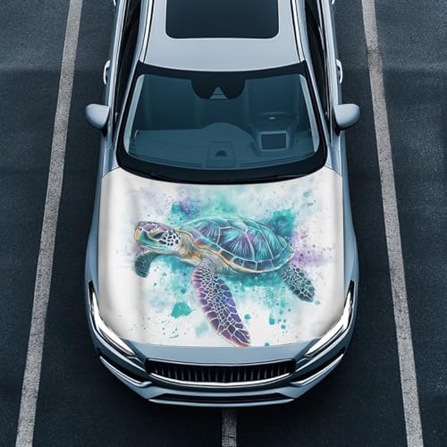 Image of Turtle St. Patrick's Car Hood Cover Stretch Polyester Fabric Cover Car Hood Cover Protector Easy Installation Removable Automotive Accessories St. Patrick's Decoration Gifits
