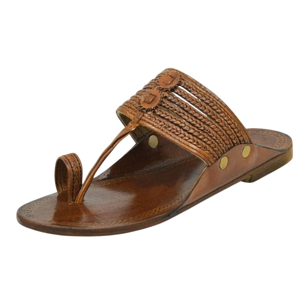 Handcrafted Pure & Genuine Leather Kolhapuri Chappal for Men | Traditional Ethnic Flat Footwear