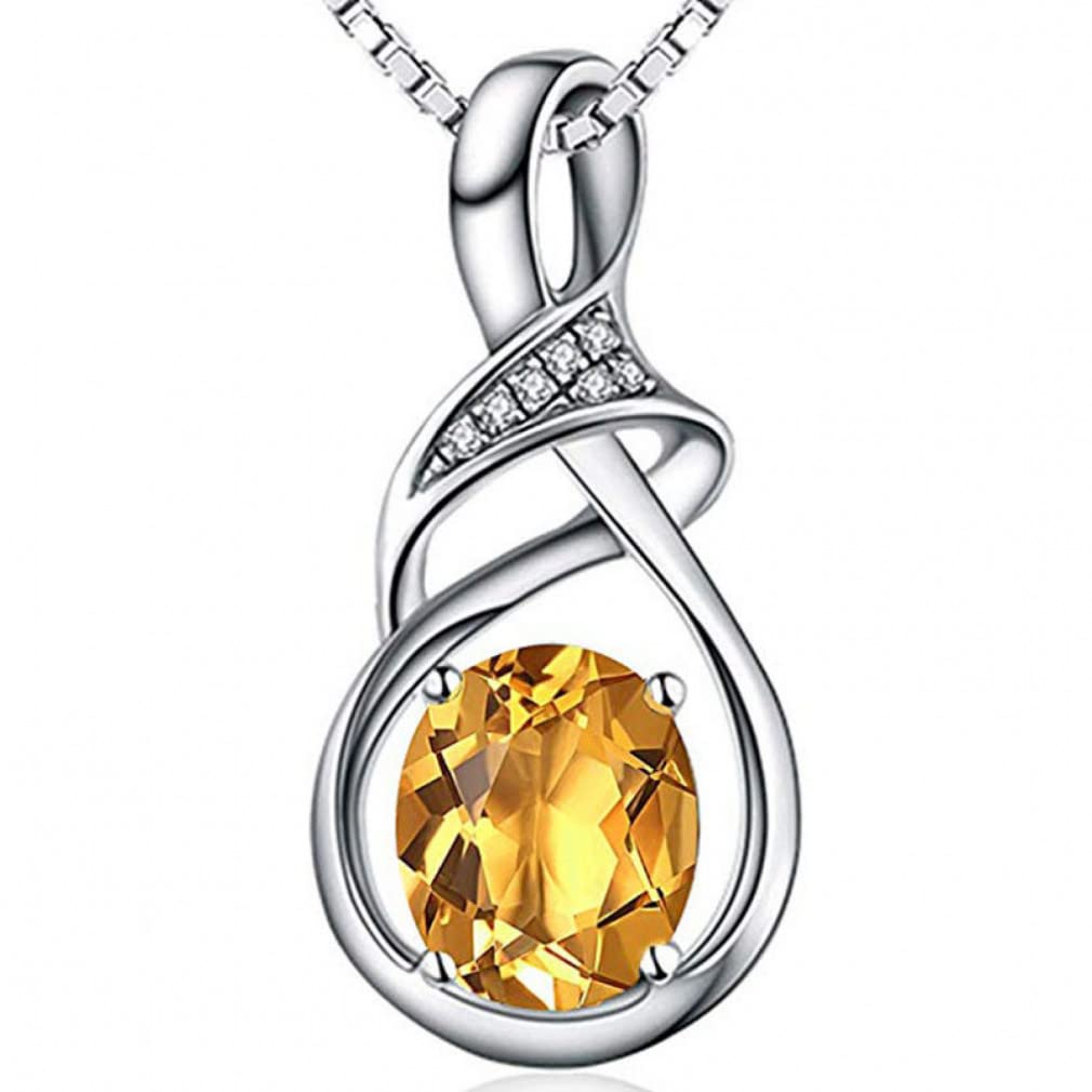 Géométrie Argent 925 Bijoux Pierres Précieuses Collier pour Femmes Ovale Améthyste Aigue-Marine Citrine Pendentif Rencontres Cadeau