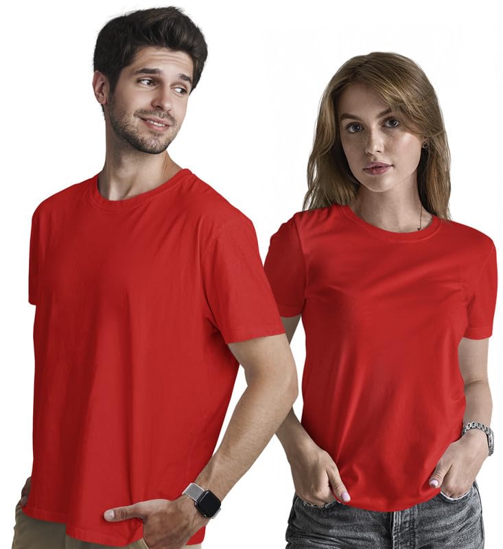 Image of INDISSH Couple T Shirt for Men and Women| Anniversary | Mens & Women Cotton Printed Tshirt| Husband Wife Valentine Tshirt Gift | Solid Plain Tshirt