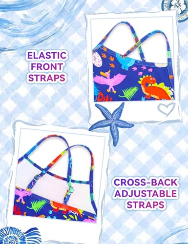 Image of Girls Bathing Suit with Skirt One Shoulder Ruffle Quick Dry Swimsuits Multicolor Sleeveless Swimwear