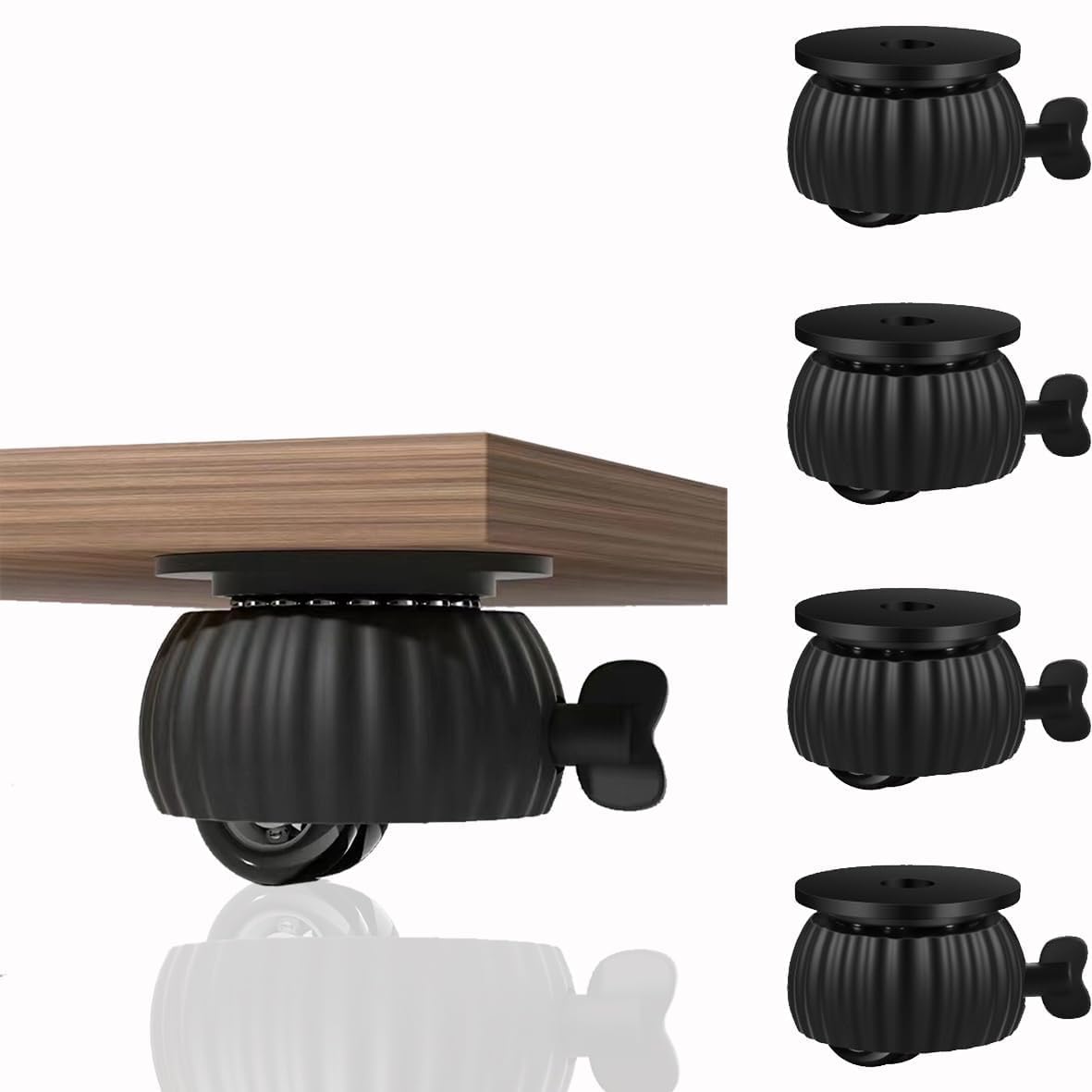 4 Pack Self Adhesive Caster Wheels with Brake, 360 Degree Swivel Mini Furniture Casters, Heavy Duty Stick On Wheels for Storage Bins, Trash Cans, Planters, Small Appliances-image-20