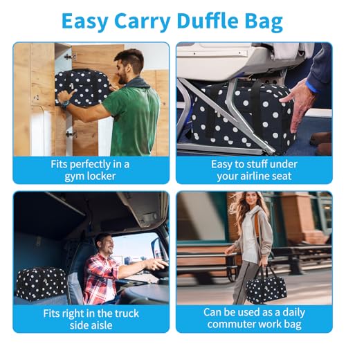Image of Apenze Small Gym Bag 14 inch lightweight Carry On Mini Duffel Bag for Travel Sport - Polka Dot Blue