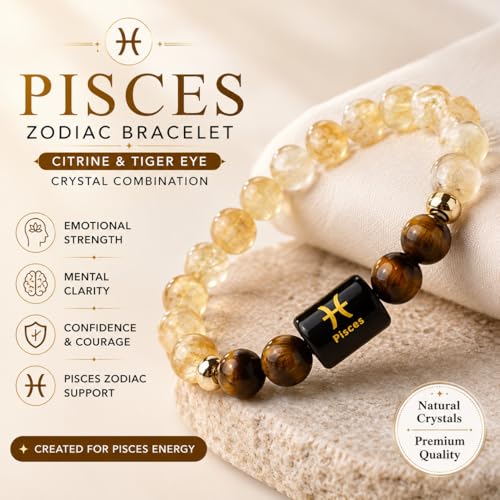 Image of Zodiac Crystal Bracelet for Men & Women | Aries (Mesh), Taurus (Vrishabh), Gemini (Mithun), Cancer (Karka), Leo (Simha), Virgo (Kanya), Libra (Tula), Scorpio (Vrishchik), Sagittarius (Dhanu), Capricorn (Makar), Aquarius (Kumbh), Pisces (Meen) | Natural Healing Crystal Astrology Bracelet for Positivity, Protection & Balance