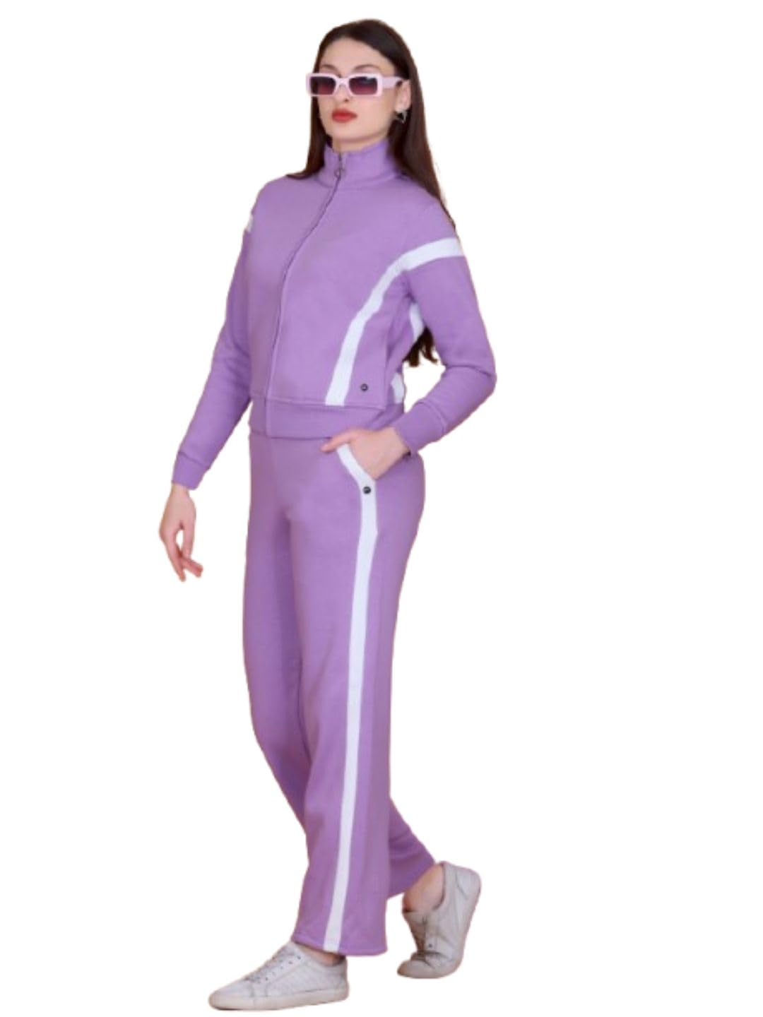 femea Women’s Stylish Zip-Up Tracksuit Set with Contrast Panel Design_BLACK-picture-25