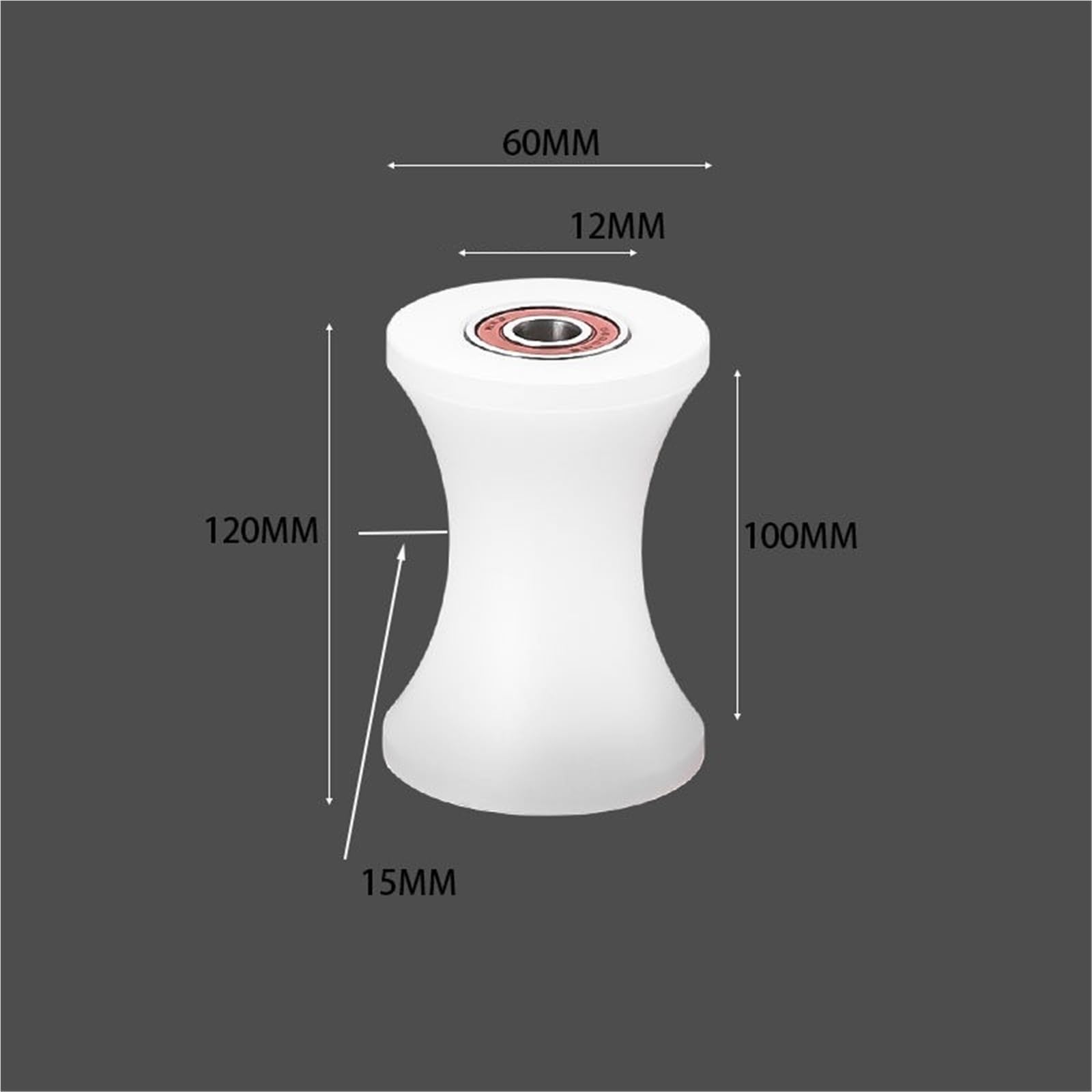 Rullo con cuscinetto a sfere con scanalatura a U, 6-12 x 25-60 x 25-120 mm Ruota guida puleggia in nylon, Sostituzione ruota cingolo, Confezione da 1(12 * 60 * 120(Groove width 100mm))