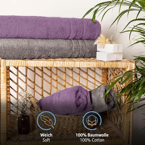 Komfortec 2er Saunatuch Set 70x200 cm aus 100% Baumwolle, XXL-Saunatücher, Sauna Handtuch, Weich, Groß, Frottee, Schnelltrocknend… – Ansicht 2
