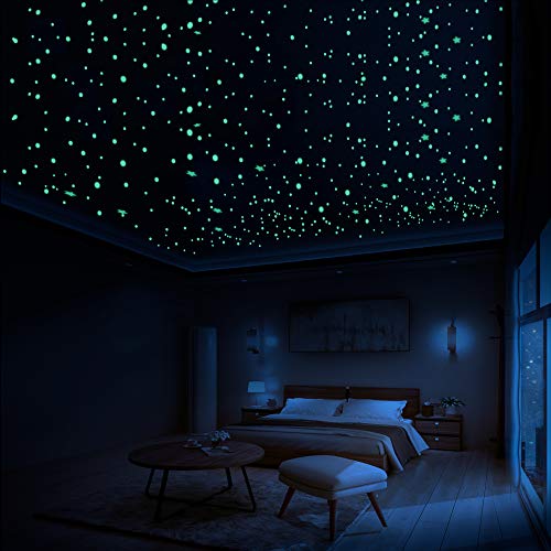 LUMOSX Glow in The Dark Stars for Ceiling Decor - 822 pcs 3D Domed Glow in The Dark Stickers Ceiling Stars w/Bonus Constellation E-Book | Glow Stars, Star Ceiling for Kids Room Decor Kids Wall Decor