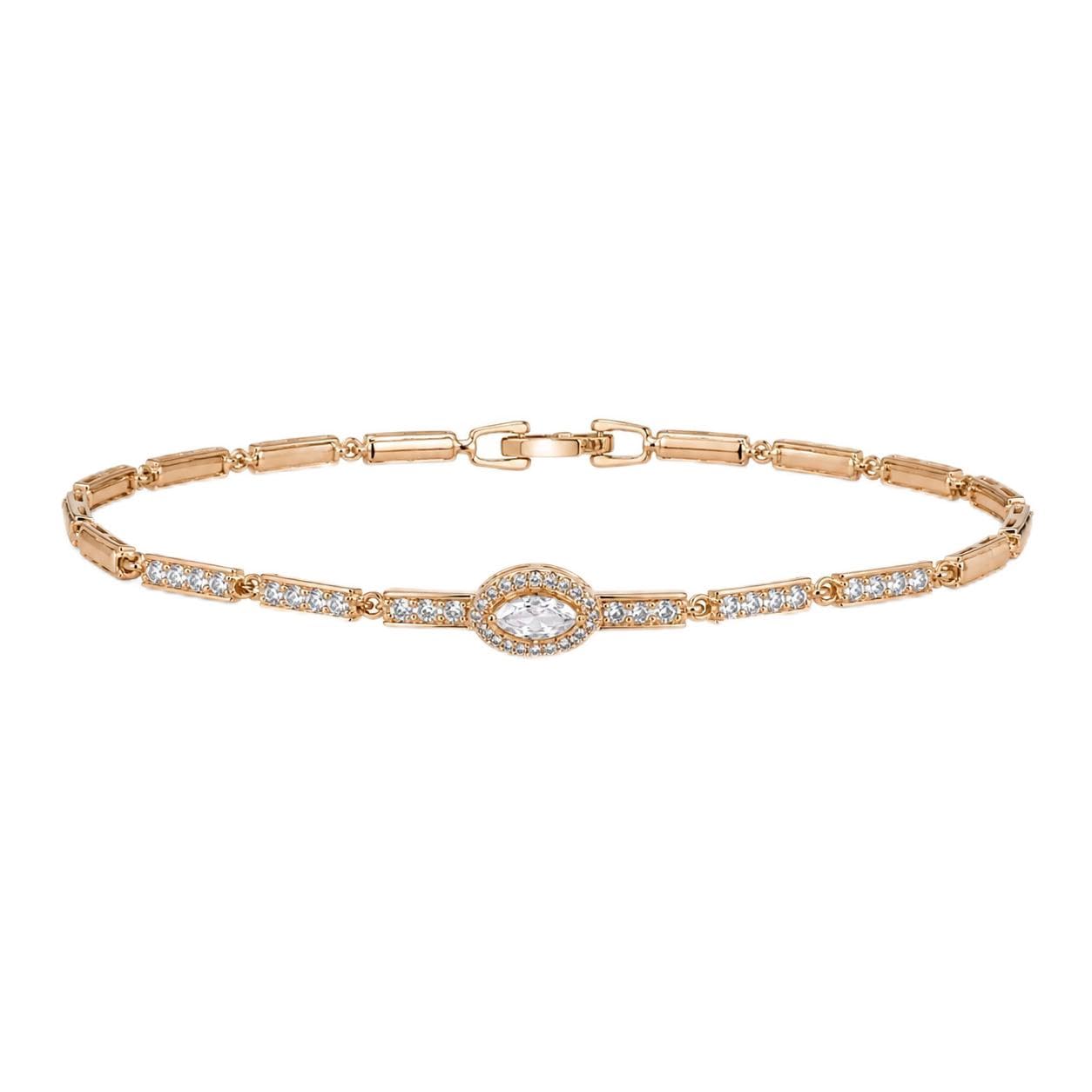 Rose Gold Plated Crystal Bracelet for Women | Elegant Oval Centerpiece Bracelet | Stylish Fashion Jewellery for Daily Wear, Party & Special Occasions-image-19