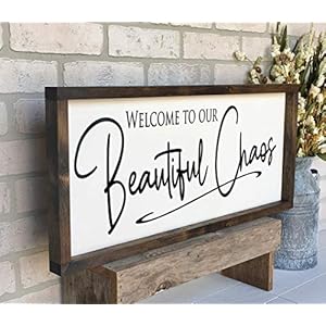 Farmhousehandmadeframedwoodensignwelcometoourbeautifulchaos Urban Country Home Decor Farmhouse handmade framed wooden sign welcome to our beautiful chaos urban country home decor