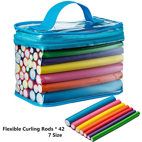 TraderPlus 42-Pack 7" Foam Curling Rollers Rods, Twist and Flex Hair Curlers