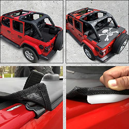 Image of Tonneau Cover for Jeep Wrangler Back Trunk Cover JL, Skull-White Cargo cov.